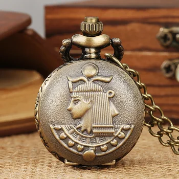 В античном стиле, маленький размер, мужские женские кварцевые аналоговые карманные часы, ожерелье-цепочка