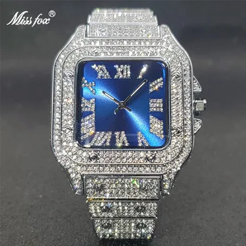 Новые квадратные часы Ice Out Moissanite в стиле хип-хоп, циферблат Sunburst, Водонепроницаемые кварцевые часы, распродажа, Новый Reloj Hombre Marca De Lujo