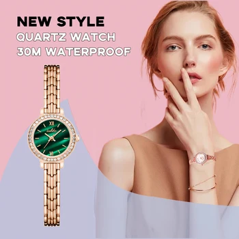 Женские часы, маленькие круглые часы, водонепроницаемые кварцевые часы со стальным ремешком, оригинальные мужские часы, роскошные часы крупного бренда, модный подарок для девушки