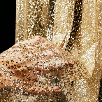 Скатерти с блестками Золотое и серебряное Украшение для свадебной вечеринки Фон для фотосъемки Сцены, Сетчатая ткань с блестками для платья