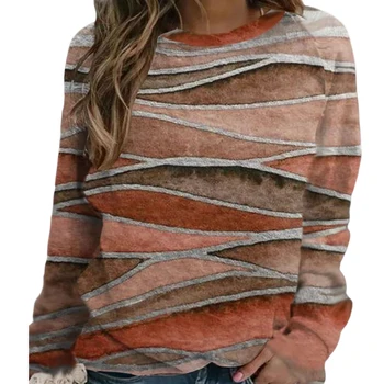 Осенняя одежда для женщин, круглый вырез, пуловер с длинным рукавом для шоппинга, клуба знакомств