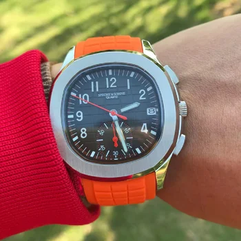 Спортивные часы Specht & Sohne для мужчин, Оранжевые, лидирующий бренд, роскошные резиновые наручные часы, Модные наручные часы с хронографом, Relogio Masculino