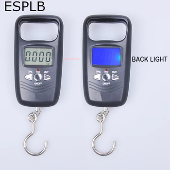 ESPLB 50 кг Рыболовный крючок, багажные цифровые весы, карманные жидкокристаллические подвесные электронные дорожные весы черного/золотого цвета