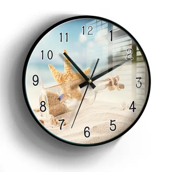 Новые 12-дюймовые бесшумные настенные часы, висящие на стене, летние настенные часы в виде морской звезды, украшение домашней спальни, гостиной, настенные часы