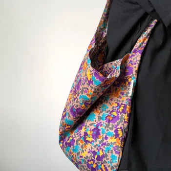 Hylhexyr Ins Из тонкой хлопчатобумажной ткани, маленькая сумка через плечо с цветочным рисунком, холщовая сумка-тоут, женские сумки для покупок большой емкости