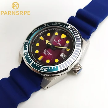 PARSRPE - роскошные мужские часы калибра NH35 сапфировые samurai из нержавеющей стали водонепроницаемые фиолетовый асептический циферблат желтый индекс