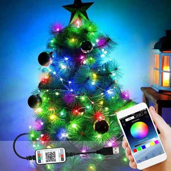 USB LED String Light App Bluetooth-совместимый Адресуемый WS2812B SK6812 IC Пикселей Сказочные Огни для Рождественской Елки 10 м 20 м