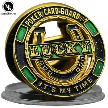 Покерная карта казино-защита, Монета Lucky Challenge, Позолоченный пресс для карт, Полый дизайн, Коллекция металлических монет, подарок