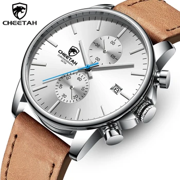 Мужские часы CHEETAH, лучший бренд, модные Роскошные деловые кварцевые наручные часы с автоматической датой, Хронограф, спортивные Водонепроницаемые часы, мужские часы