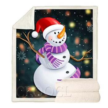 Рождественские одеяла HX Снеговик в шляпе, плюшевые одеяла с 3D принтом, Рождественское одеяло, подарки для мальчиков и девочек
