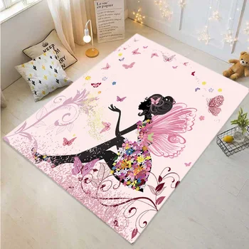Розовый детский игровой ковер с принцессой из мультфильма 
