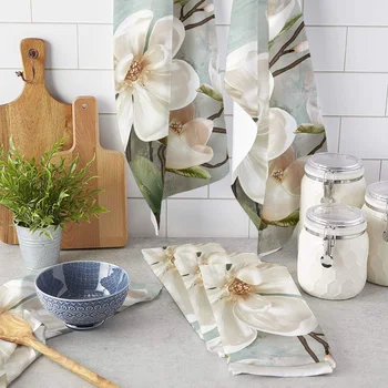 Идиллические белые цветы Винтажный фон Кухонное полотенце из микрофибры, впитывающее чистую посуду, полотенца для мытья посуды, кухонные чистящие средства
