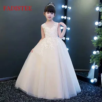 платье детское Flower Girl Dresses Tulle Lace Appliques O Neck платья для девочек Wedding Party Dress платье на новый год