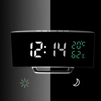 Светодиодный цифровой будильник YOUZI со временем, датой, индикацией температуры и влажности 12/24 часа, многофункциональные настольные часы