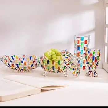 Итальянские тканые стеклянные чашки с ручной росписью, вазы, банки из-под конфет, фруктовые тарелки, посуда, креативное украшение дома, украшения столешниц