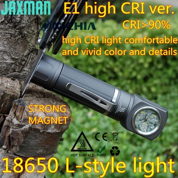 JAXMAN E1 high CRI L-style 18650 светодиодный фонарик на груди, настольная лампа, быстроразъемный зажим, факел с сильным магнитом,