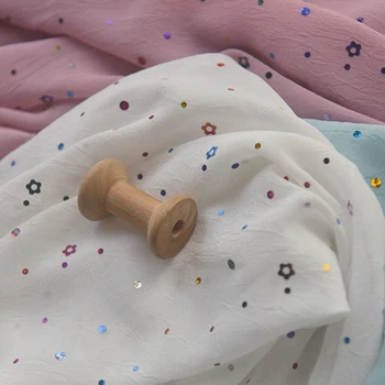 Высококачественная ткань из химического волокна с позолоченными разноцветными цветами, ткань ручной работы, материал для платья-рубашки 