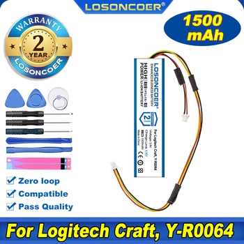 100% Оригинальный аккумулятор LOSONCOER емкостью 1500 мАч для клавиатуры Logitech Craft keyboard, Y-R0064 533-000142