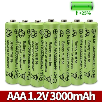 Аккумуляторная батарея AAA 3000 мАч 3A 1,2 В Ni-MH желтого цвета для MP3-радиоуправляемых игрушек, светодиодный фонарик-фонарик