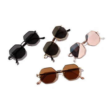 Полигональные солнцезащитные очки для мужчин, винтажные восьмиугольные металлические солнцезащитные очки для женщин, роскошные брендовые солнцезащитные очки, Женские Gafas De Sol