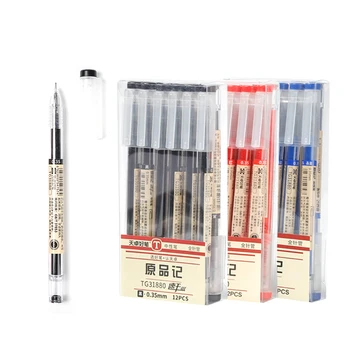 Гелевая ручка с жидкими чернилами в японском стиле, ручки-роллеры, быстросохнущие, 0,35 мм, ультратонкие для офиса, школьные канцелярские принадлежности