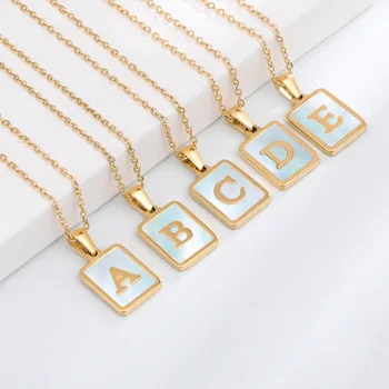 Классическое ожерелье из нержавеющей стали с квадратными буквами A-Z, 26 инициалов, Именное ожерелье для женщин с буквой алфавита A-Z.